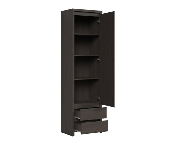 Conforama Armario Columna 1 Puerta 2 Cajones Soren Madera Wengué