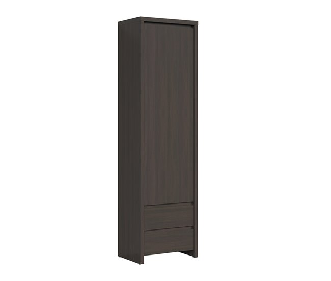 Conforama Armario columna 1 puerta 2 cajones Soren Madera Wengué