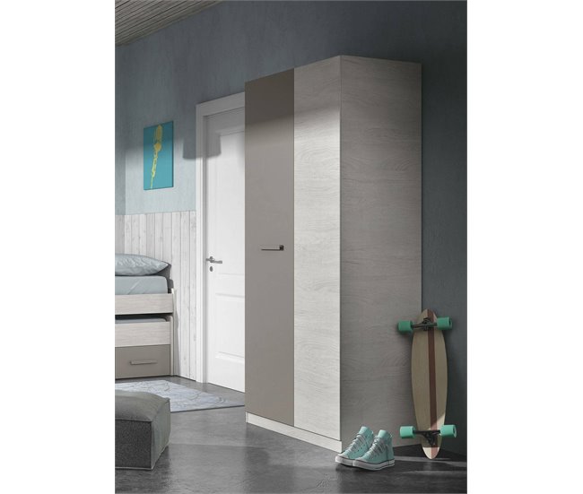 Conforama Armario Daabec Armario De Dormitorio Con 2 Puertas Batientes Mueble Con 3 Estantes Y Barra Para Ropa 90x52h200 Cm Blanco Y Marrón