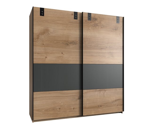 Conforama Armario de 2 puertas correderas con inserto en color grafito - L135 cm
