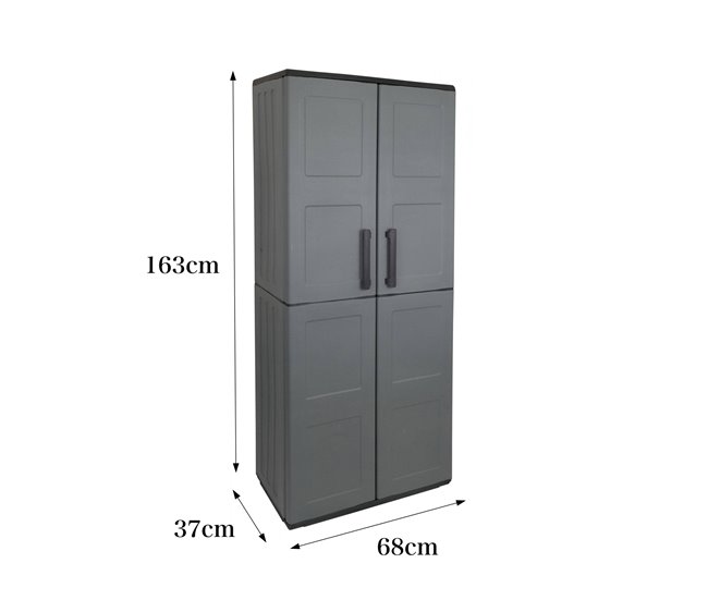Conforama Armario De Exterior Dargentes Mueble Portaescobas Multiusos Mueble De Exterior De 2 Puertas 100% Made In Italy Acabado Cuadros 68x37h163 Cm Gris Y Negro