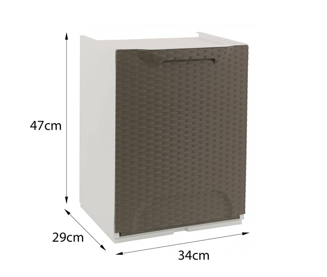 Conforama Armario De Exterior Dbertagnol Muebles De Exterior Mueble De Balcón Multiusos Efecto Ratán 100% Made In Italy 34x29h47 Cm Taupe Y Blanco