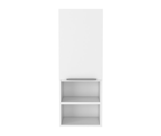 Conforama Armario de Pared baño Mila en melamina con una puerta y cuatro estantes Blanco 81.7 X 30 X 25.5 cm