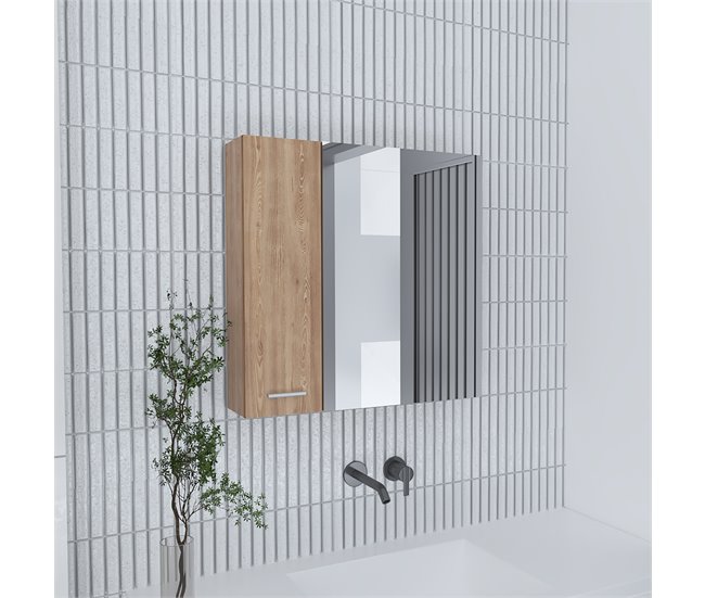 Conforama Armario De Pared Con Espejo De Barcelona Con Estantes 23.6CM A X 23.6CM L X 5.8CM P Miel