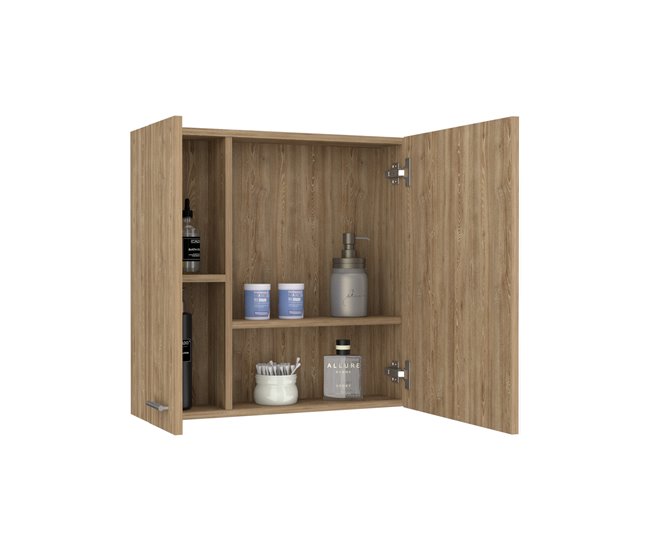 Conforama Armario De Pared Con Espejo De Barcelona Con Estantes 23.6CM A X 23.6CM L X 5.8CM P Miel