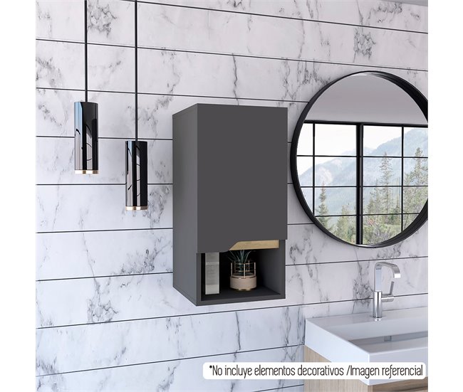 Conforama Armario De Pared De Baño Laurent Con Estantes 62 CM A X 30.1 CM An X 33 CM P. Plomo / Duna