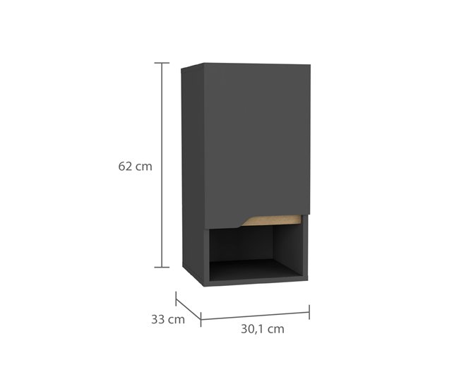 Conforama Armario De Pared De Baño Laurent Con Estantes 62 CM A X 30.1 CM An X 33 CM P. Plomo / Duna
