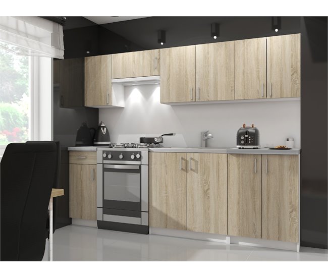 Conforama Armario De Pared De Cocina AKORD W80 Sistema LIMA Blanco 80 Cm 2 Puertas Roble Sonoma Mate 2 Estantes 80x30 5x58 Cm