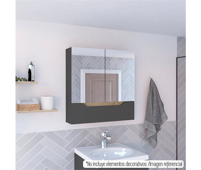 Conforama Armario De Pared Para Baño Laurent Con Espejo Plomo / Duna