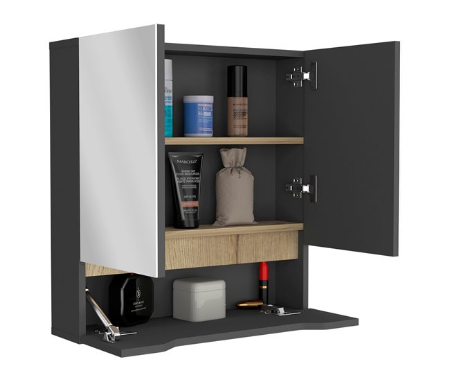 Conforama Armario De Pared Para Baño Laurent Con Espejo Plomo / Duna