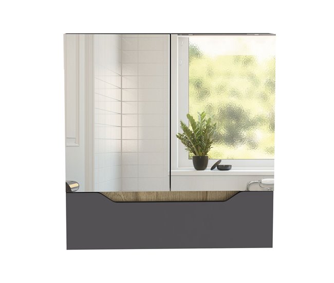 Conforama Armario de Pared para Baño Laurent con espejo Plomo / Duna