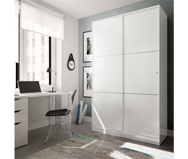 Conforama Armario Dnoce Armario Para Dormitorio Con 2 Puertas Correderas Armario Con 4 Estantes Y Barra Para Ropa 120x50h200 Cm Blanco