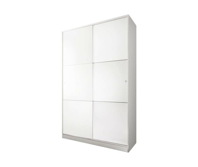 Conforama Armario Dnoce Armario para Dormitorio con 2 Puertas Correderas Armario con 4 Estantes y Barra para Ropa 120x50h200 cm Blanco
