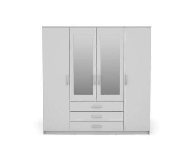 Conforama Armario DUNA 4 puertas batientes 2 espejos 200x200cm blanco