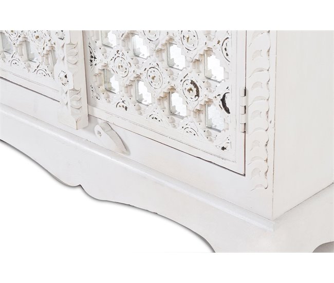 Conforama Armario En Madera De Mango Detalles Espejo En Color Blanco De 180x40x90 Cm - Giner Y Colomer