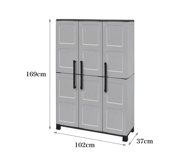 Conforama Armario Exterior Dbellanov Mueble Escobero Mueble Exterior 3 Puertas 100% Made In Italy 102x37h169 Cm Gris Claro Y Negro Acabado A Cuadros