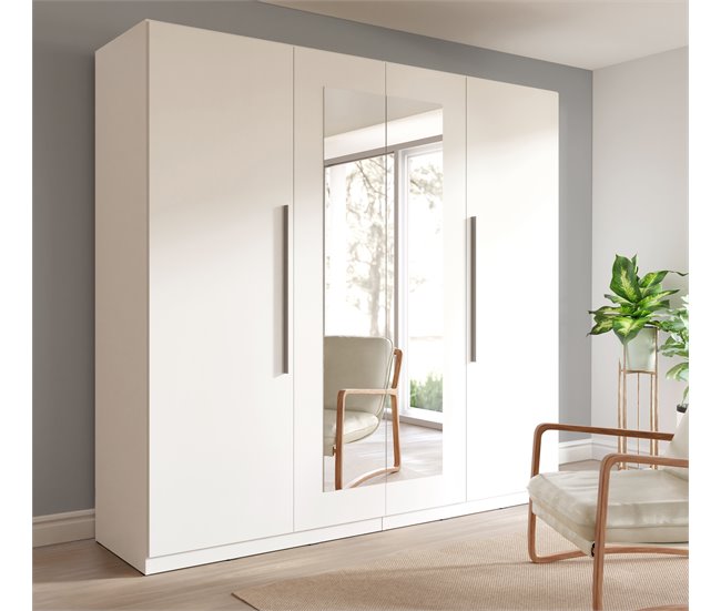 Conforama Armario HELEN Puertas Batientes 2 Espejos 227x212cm Blanco