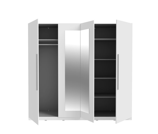 Conforama Armario HELEN Puertas Batientes 2 Espejos 227x212cm Blanco