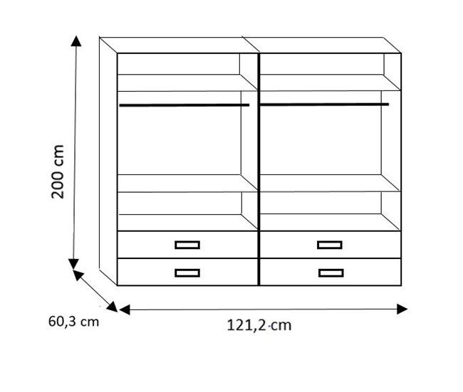Conforama Armario KATY Puertas Correderas Y 4 Cajones 121x200cm