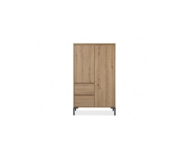 Conforama Armario KORSIKA puertas batientes y 2 cajones 81x139cm roble