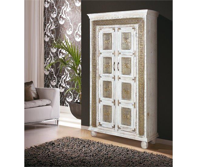 Conforama Armario Madera Mango Blanco Envejecido Craquelado De 183x45x95 Cm - Giner Y Colomer