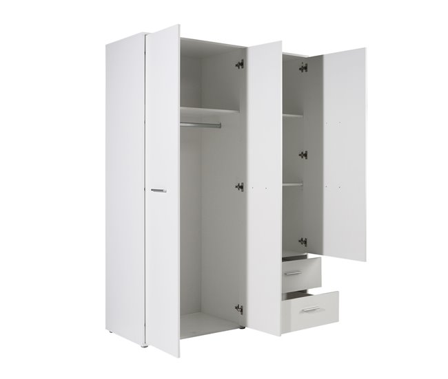 Conforama Armario MOKARIS Puertas Batientes Y 2 Cajones 144x200cm Blanco