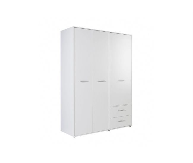 Conforama Armario MOKARIS puertas batientes y 2 cajones 144x200cm blanco