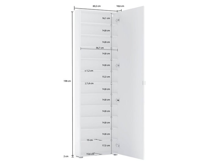 Conforama Armario Multiusos 1 Puerta Dfiorentin Muebles Multifuncionales Zapatero Armario Para Zapatos Made In Italy 60x19h200 Cm Blanco Brillante