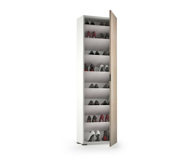 Conforama Armario Multiusos Con 1 Puerta Dbartolome Mueble Multiusos Con 1 Puerta Zapatero Con Estantes 100% Made In Italy 50x30h182 Cm Roble