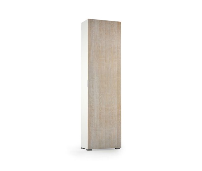 Conforama Armario multiusos con 1 puerta Dbartolome Mueble multiusos con 1 puerta Zapatero con estantes 100% Made in Italy 50x30h182 cm Roble