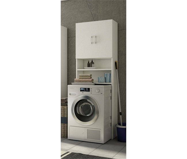 Conforama Armario Multiusos Dabaza Mueble Lineal Con 2 Puertas Batientes Y Estantes Mueble Para Lavadora 100% Made In Italy 65x32h195 Cm Blanco