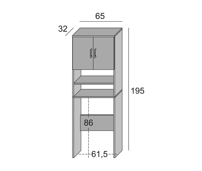 Conforama Armario Multiusos Dabaza Mueble Lineal Con 2 Puertas Batientes Y Estantes Mueble Para Lavadora 100% Made In Italy 65x32h195 Cm Blanco