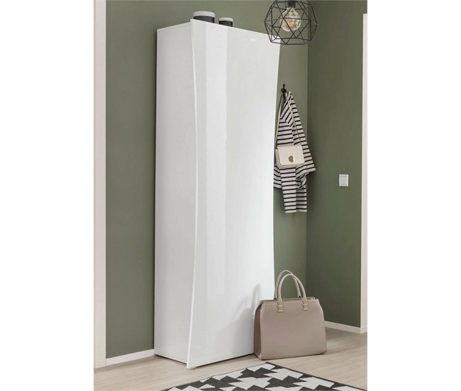 Conforama Armario Multiusos Ddandre Zapatero Con 1 Puerta Y 4 Estantes Armario Multifuncional 100% Made In Italy 63x40h187 Cm Blanco Brillo