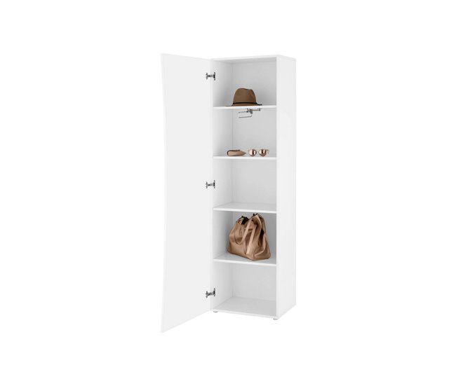 Conforama Armario Multiusos Ddandre Zapatero Con 1 Puerta Y 4 Estantes Armario Multifuncional 100% Made In Italy 63x40h187 Cm Blanco Brillo