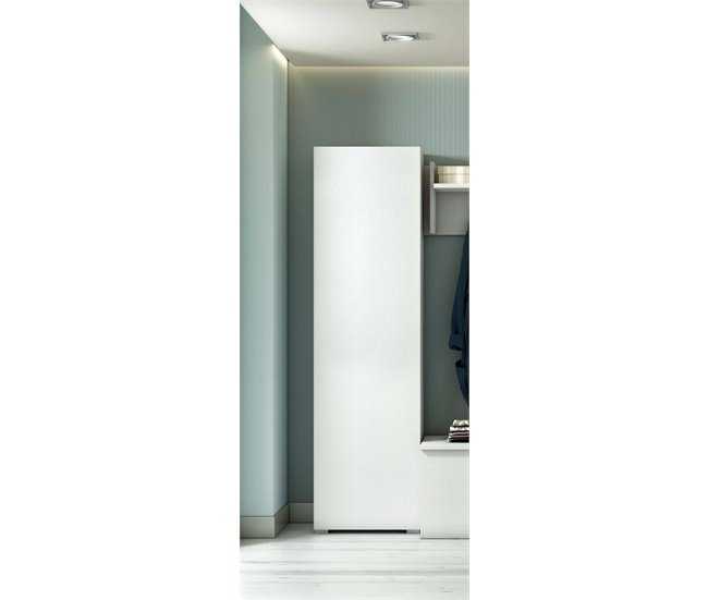 Conforama Armario Multiusos Ddarbo Mueble Lineal Con 1 Puerta Y 7 Estantes Columna Para Entrada O Baño Zapatero Moderno 100% Made In Italy 50x30h182 Cm Blanco