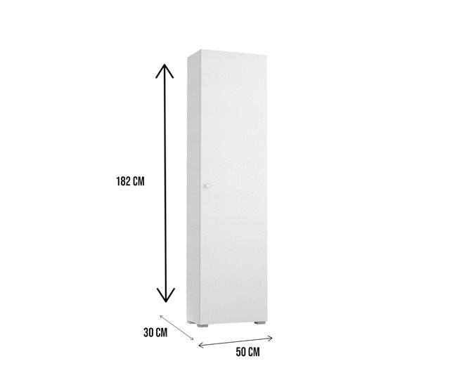 Conforama Armario Multiusos Ddarbo Mueble Lineal Con 1 Puerta Y 7 Estantes Columna Para Entrada O Baño Zapatero Moderno 100% Made In Italy 50x30h182 Cm Blanco