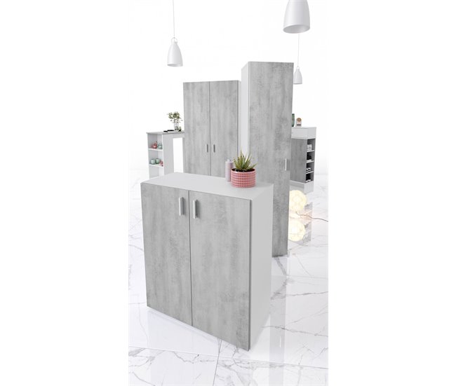 Conforama Armario Multiusos Dfare Mueble Auxiliar Bajo Zapatero Con 2 Puertas Batientes Y 1 Estante Mueble Zapatero 80x37h92 Cm Cemento Y Blanco