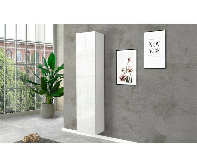 Conforama Armario Multiusos Dgrassi Zapatero Con 1 Puerta Y 4 Estantes Armario Multifuncional 100% Made In Italy 40x30h180 Cm Blanco Brillo