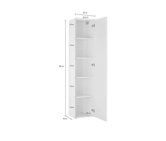 Conforama Armario Multiusos Dgrassi Zapatero Con 1 Puerta Y 4 Estantes Armario Multifuncional 100% Made In Italy 40x30h180 Cm Blanco Brillo