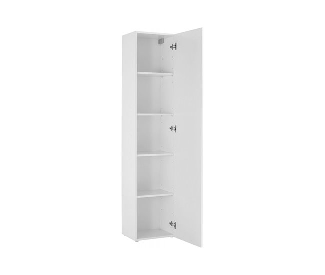 Conforama Armario Multiusos Dgrassi Zapatero Con 1 Puerta Y 4 Estantes Armario Multifuncional 100% Made In Italy 40x30h180 Cm Blanco Brillo