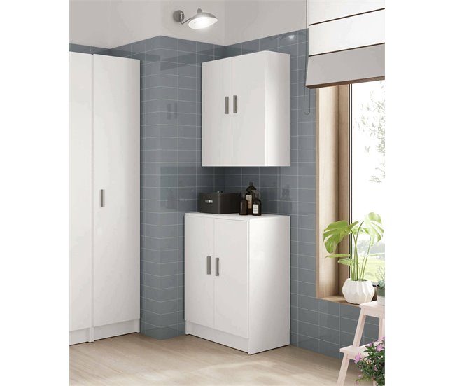Conforama Armario Multiusos Dhot Mueble Auxiliar Bajo Con 2 Puertas Zapatero Con 1 Estante Mueble Multifuncional 59x37h80 Cm Blanco