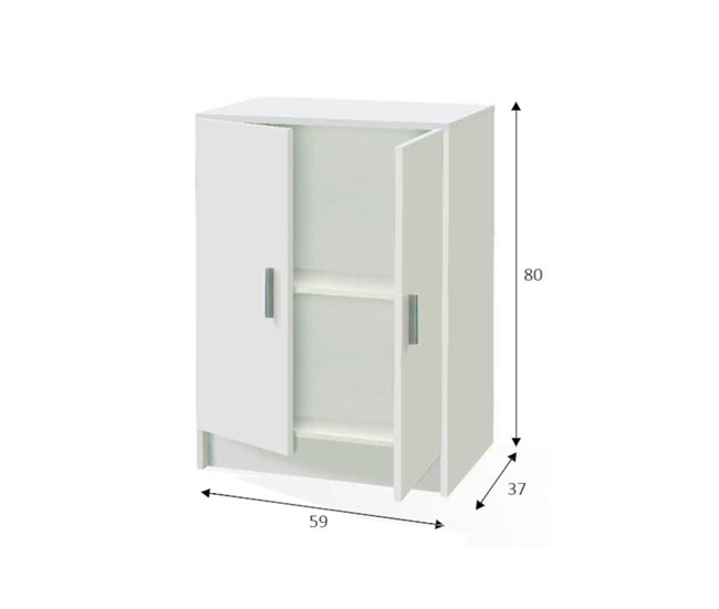 Conforama Armario Multiusos Dhot Mueble Auxiliar Bajo Con 2 Puertas Zapatero Con 1 Estante Mueble Multifuncional 59x37h80 Cm Blanco