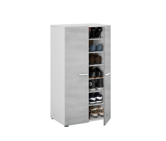 Conforama Armario Multiusos Dlazar Zapatero De 2 Puertas Mueble Bajo Con 6 Estantes Zapatero Bajo Moderno 55x36h103 Cm Blanco Y Cemento