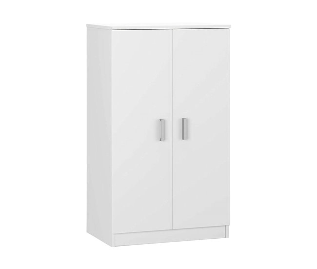 Conforama Armario multiusos Dlazar Zapatero de 2 puertas Mueble bajo con 6 estantes Zapatero bajo moderno 75x36h101 cm Blanco