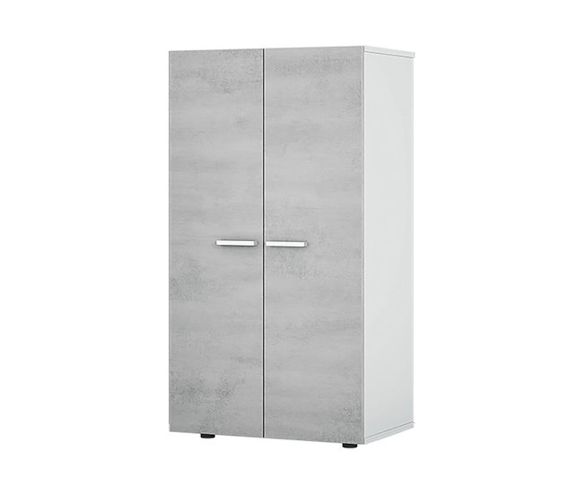Conforama Armario multiusos Dlazar Zapatero de 2 puertas Mueble bajo con 6 estantes Zapatero bajo moderno 55x36h103 cm Blanco y Cemento