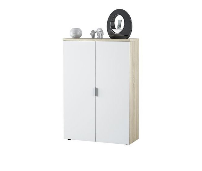 Conforama Armario Multiusos Dlupp Mueble Multiusos Con 2 Puertas Zapatero Con 3 Estantes Zapatero Moderno 80x33h119 Cm Roble Y Blanco