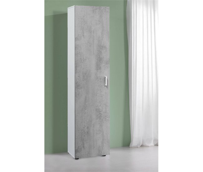 Conforama Armario Multiusos Dmana Mueble Auxiliar Con 1 Puerta Y 3 Estantes Armario Moderno Mueble Columna Alto 41x37h182 Cm Cemento Y Blanco