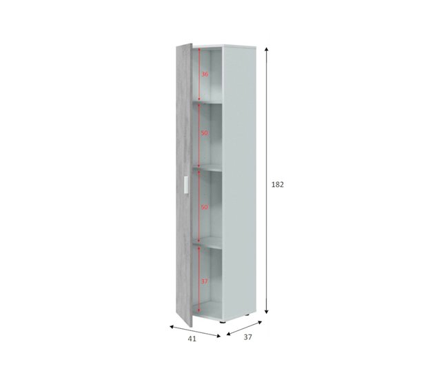 Conforama Armario Multiusos Dmana Mueble Auxiliar Con 1 Puerta Y 3 Estantes Armario Moderno Mueble Columna Alto 41x37h182 Cm Cemento Y Blanco