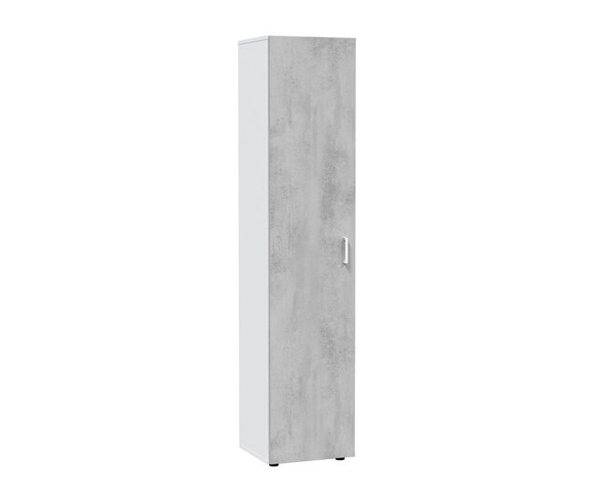 Conforama Armario multiusos Dmana Mueble auxiliar con 1 puerta y 3 estantes Armario moderno Mueble columna alto 41x37h182 cm Cemento y Blanco