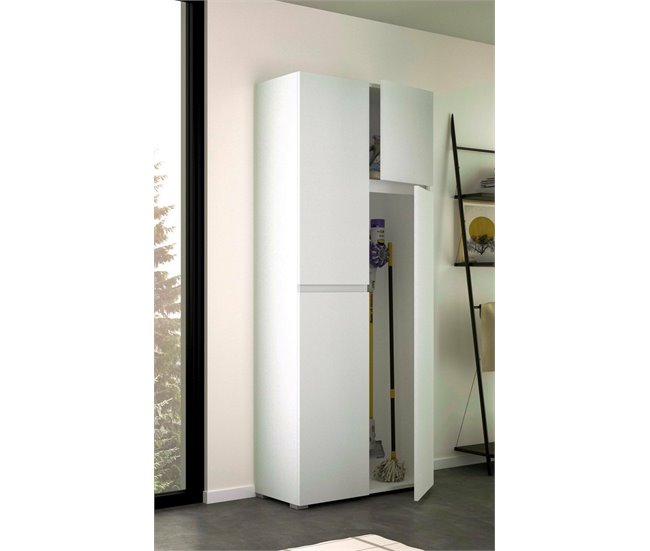 Conforama Armario Multiusos Grande Dbandinell Mueble Multiusos Con 4 Puertas Zapatero Armario Que Ahorra Espacio 100% Made In Italy 80x37h195 Cm Blanco